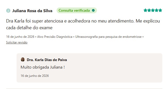 Avaliação verificada de Juliana Rosa da Silva no Doctoralia